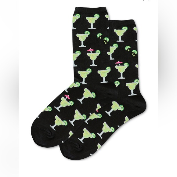 Hot Sox Black Margarita Patterned Crew Socks - Picture 1 of 2